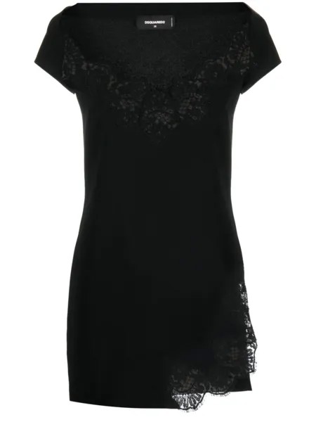 Dsquared2 платье мини с кружевом, черный