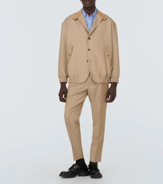 Узкие брюки из твила из шерсти и мохера Comme Des Garçons Homme, бежевый