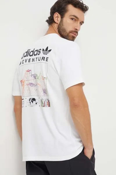 Хлопковая футболка adidas Originals, бежевый