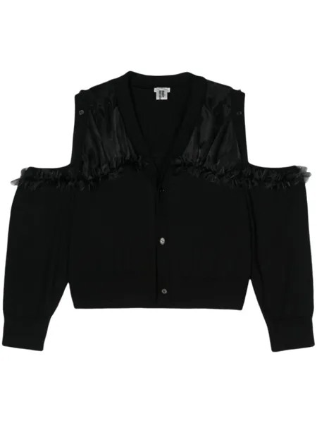 Noir Kei Ninomiya шерстяной кардиган с оборками, черный