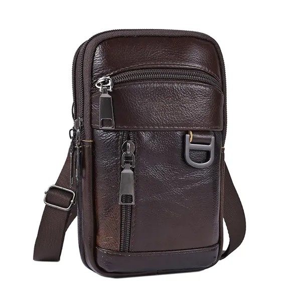 Винтаж Cowhide Кожа Плечо Crossbody Сумка Мужчины Талия Пакет Ремень Кошелек