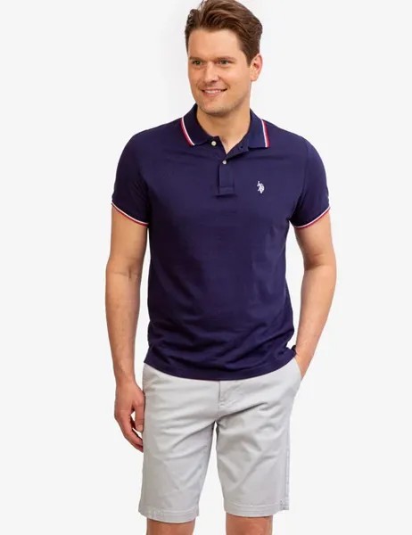 Футболка поло U.S. Polo Assn. Tipped Ottoman Pique, темно-синий