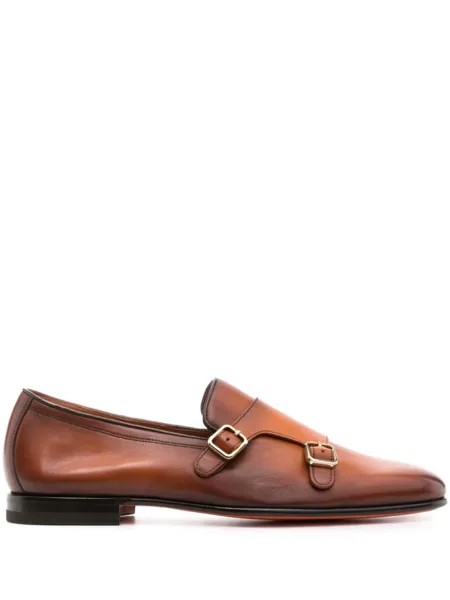 Santoni туфли монки Dolorous с миндалевидным носком, коричневый