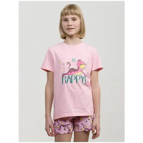 Пижама: футболка и шорты Pelican WFATH4275U для девочек, цвет розовый, размер 6
