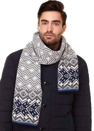 Шарф мужской Scandica Nordic Star белый/синий ONE SIZE