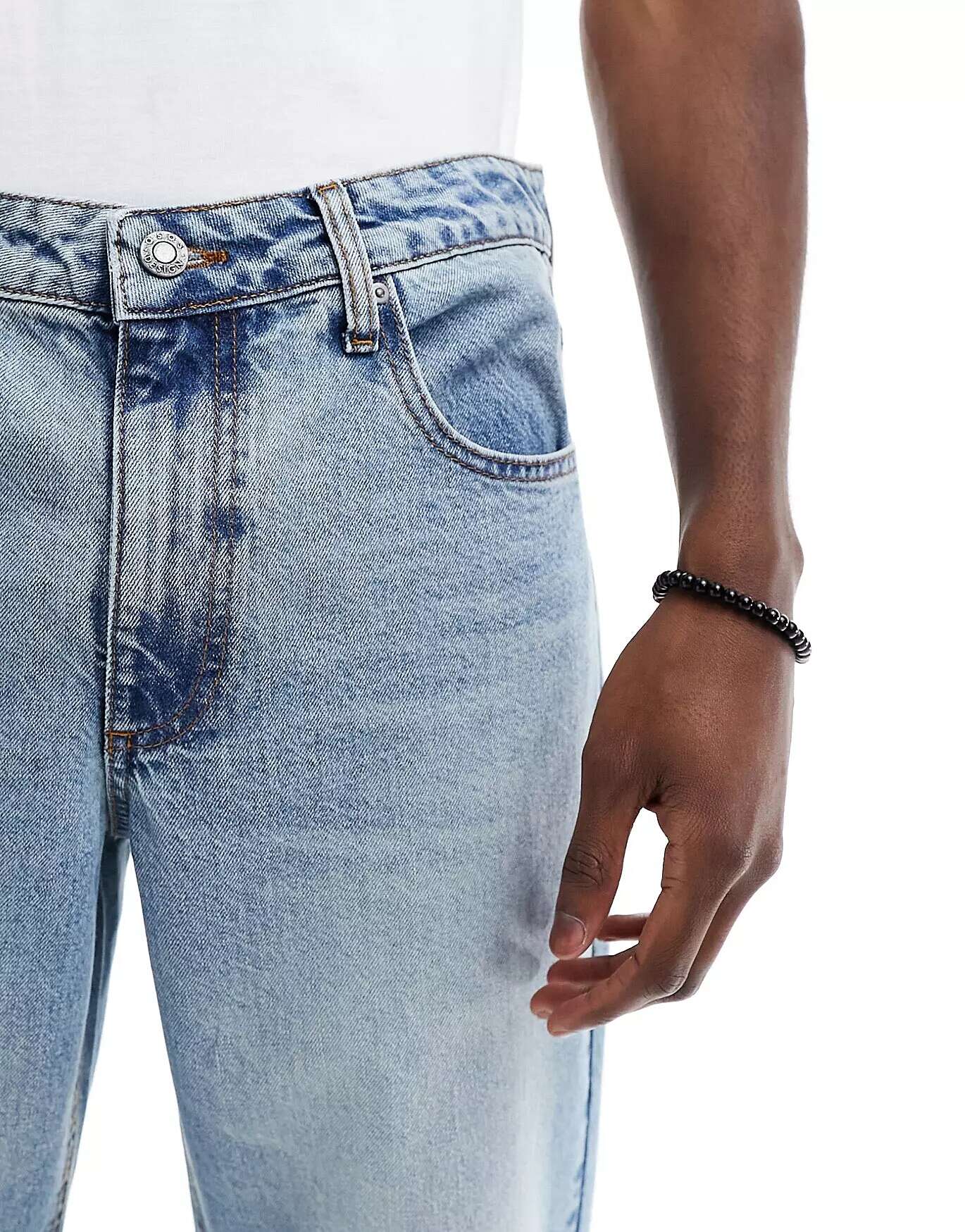 Классические жесткие джинсы голубого оттенка ASOS