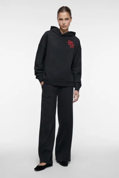 Худи oversize хлопковая утепленная с капюшоном и принтом