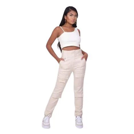 Брюки Project X Paris Multi-Pocket High Waist, бежевый