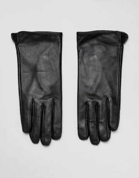 Кожаные перчатки с отделкой для управления сенсорными гаджетами Barney's Originals-Черный