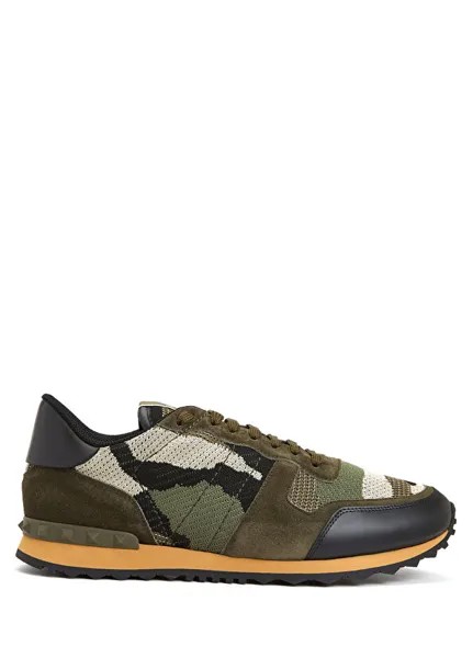 Мужские кожаные кроссовки Rockrunner Valentino Garavani, хаки
