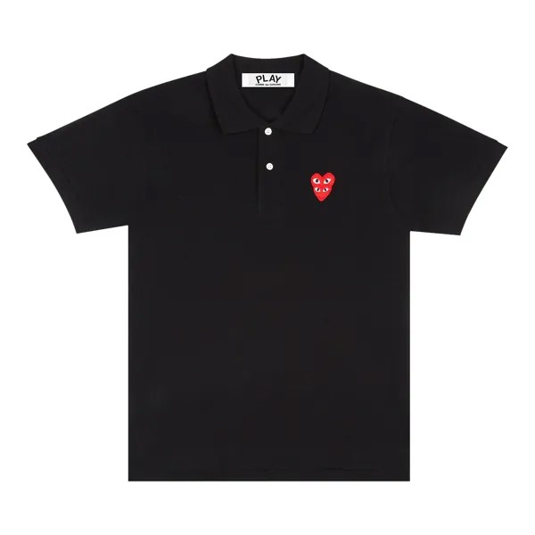 Футболка-поло Comme des Garçons PLAY Double Heart, черная