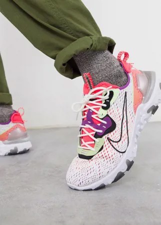 Светлые кроссовки с розовой отделкой Nike React Vision-Белый