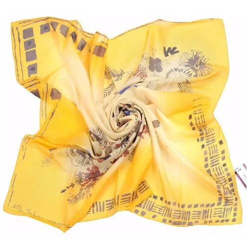 Желтый летний платок с цветочками Mila Schon 63040