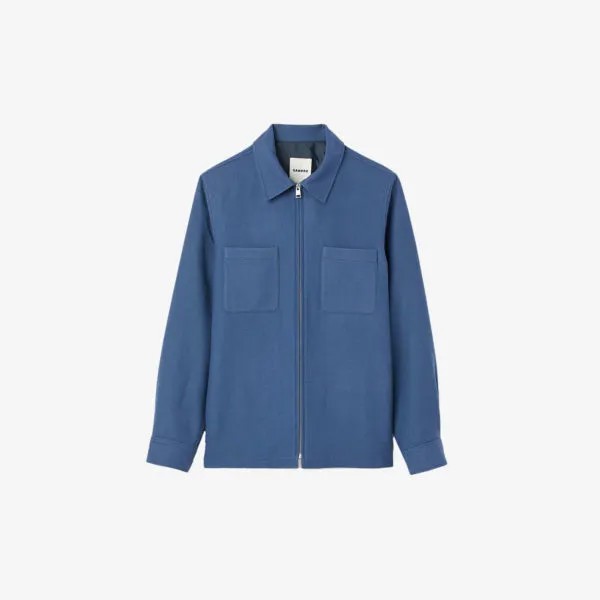 Куртка классического кроя из смесовой шерсти с накладными карманами Sandro, цвет bleus