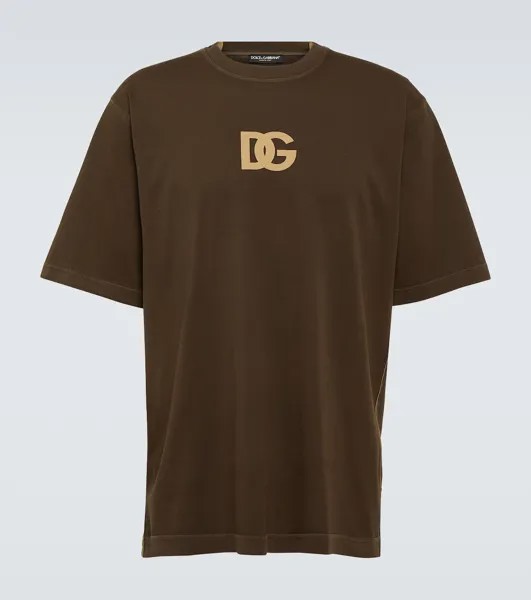 Хлопковая футболка с логотипом Dolce&Gabbana, коричневый