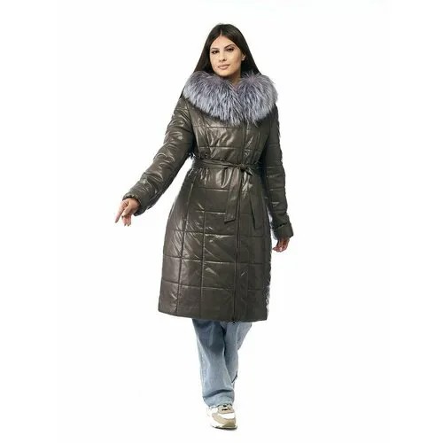 Кожаная куртка Prima Woman, размер 58, бежевый