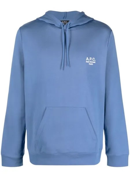 A.P.C. худи с кулиской и логотипом, синий