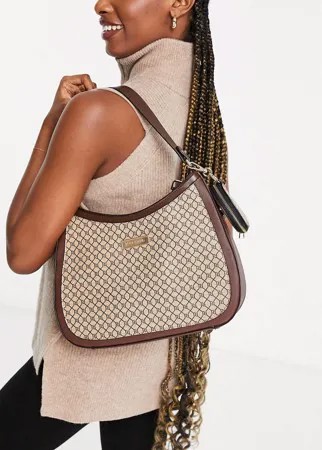 Коричневая сумка на плечо с монограммой River Island-Коричневый цвет