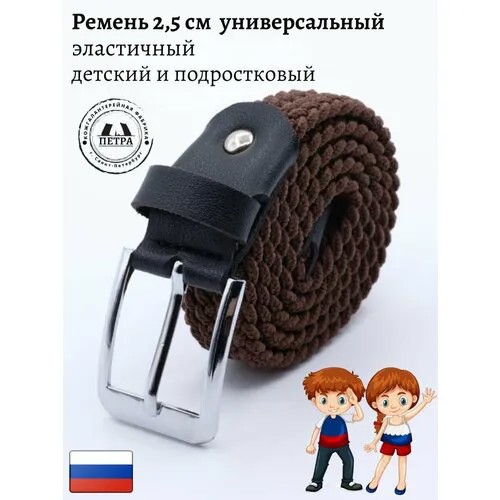 Ремень Петра, текстиль, металл, стрейч, размер 70, длина 70 см., коричневый