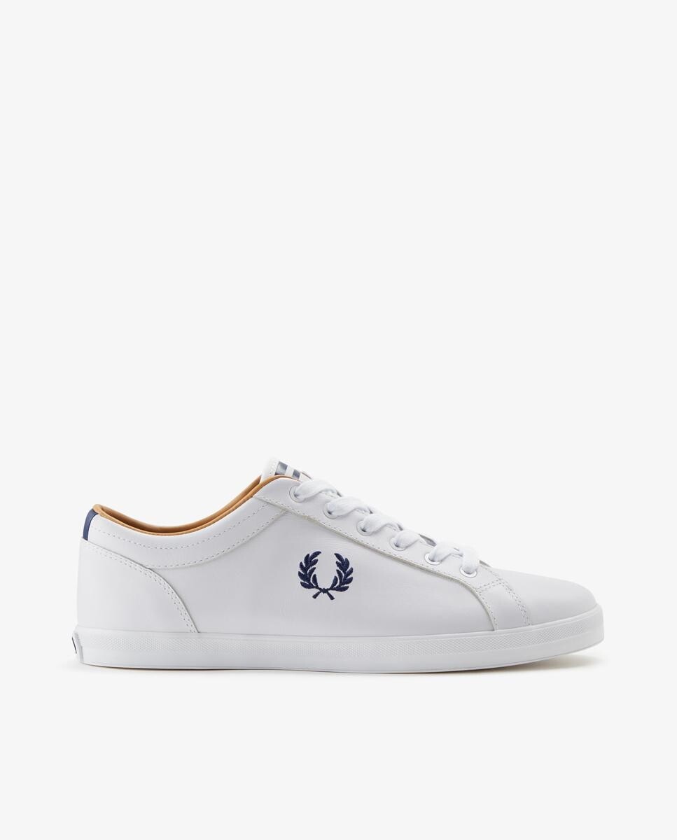 Кожаные кроссовки унисекс с белыми шнурками и логотипом сбоку Fred Perry, белый