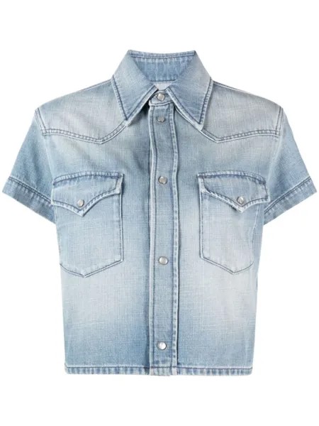 Saint Laurent джинсовая рубашка с короткими рукавами, синий