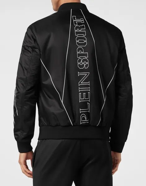 Нейлоновый бомбер Tiger Court Edition Plein Sport, черный