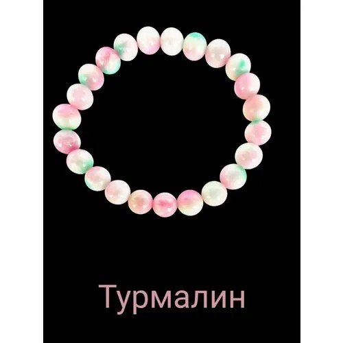 Браслет, турмалин, зеленый, белый