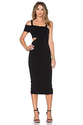 Черное эластичное облегающее платье из крепа JAY GODFREY Verlaine с асимметричным вырезом 2