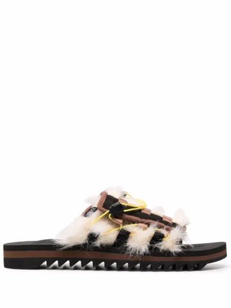 Suicoke шлепанцы на липучках, коричневый
