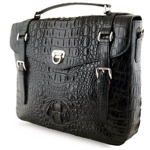 Крутая сумка-портфель из натуральной кожи крокодила
