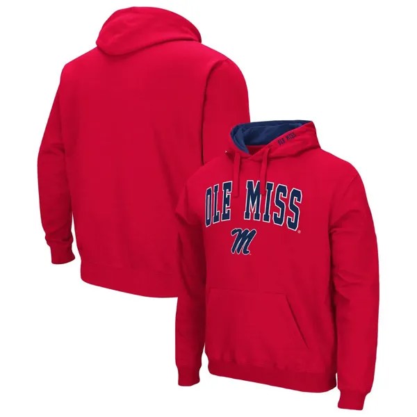 Мужской красный пуловер с капюшоном Ole Miss Rebels Arch & Team Logo 3.0 Colosseum