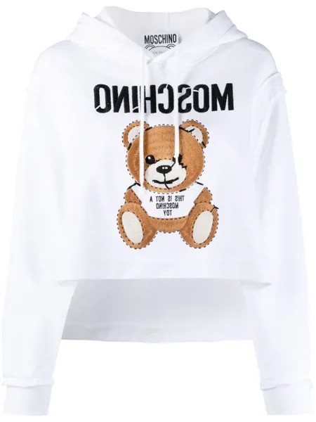 Moschino укороченное худи с вышивкой Teddy