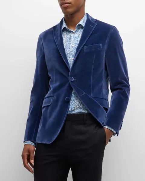 Мужской бархатный пиджак-смокинг Etro, цвет Dark Blue