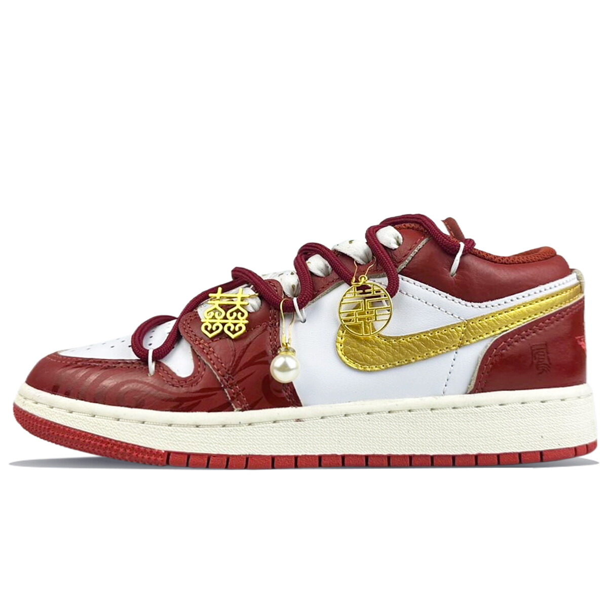 Кроссовки Air Jordan 1 Vintage Basketball Shoes Women's Low-top White/red, красный