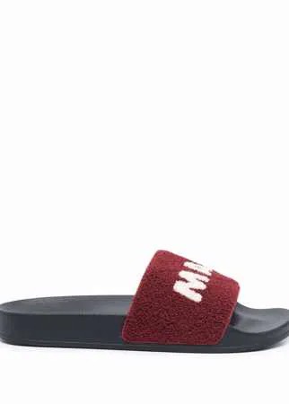 Marni фактурные шлепанцы с логотипом
