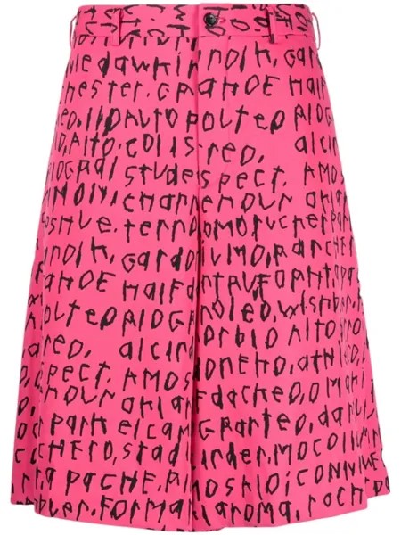 Comme des Garçons Homme Plus шерстяные шорты с графичным принтом, розовый