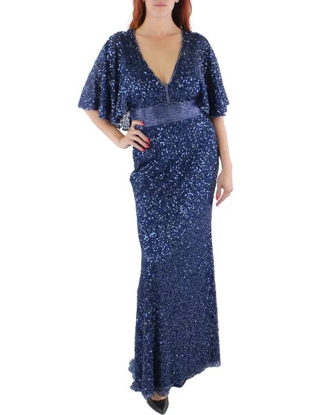Женское вечернее платье с накидкой из бисера Mac Duggal, цвет Midnight