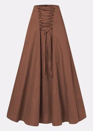 Однотонная однотонная длинная повседневная мусульманская юбка с узлом для Женское