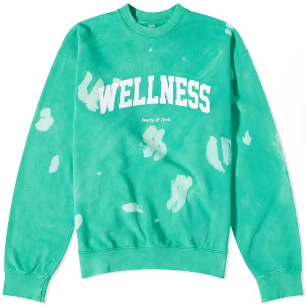 Свитшот Sporty & Rich Wellness Ivy Tie Dye Crew Unisex, зеленый