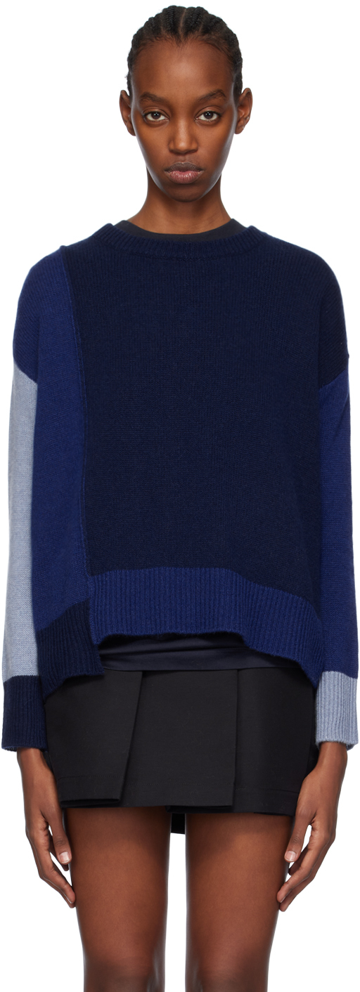Синий свитер с цветовыми блоками Marni