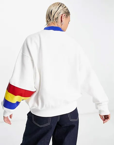 Белый свитшот с длинными рукавами и воротником-стойкой Polo Ralph Lauren