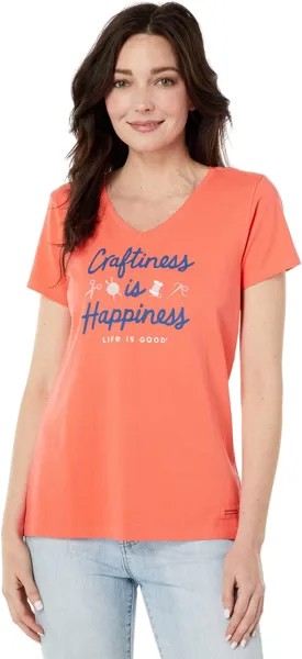 Пуловер Life is Good Craftiness is Happiness CrusherVee, цвет Mango Orange