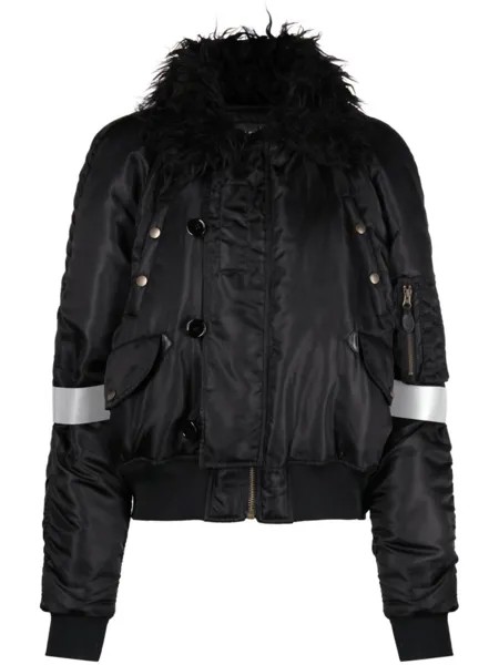 Бомбер с фактурным воротником MM6 Maison Margiela, черный