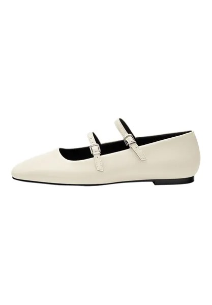 Балетки с ремешками DOUBLE STRAP FLATS PULL&BEAR, цвет white