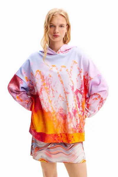 Толстовка JAP Desigual, цвет orange/light blue/pink