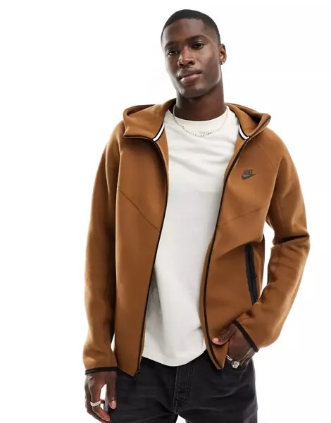 Светло-коричневая худи на молнии Nike Tech Fleece
