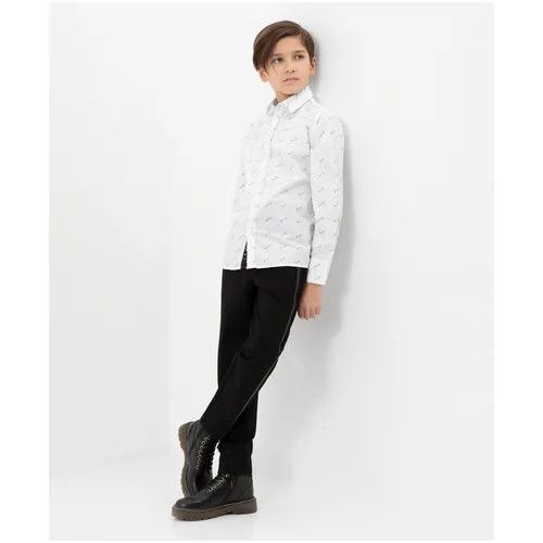 Школьная рубашка Gulliver, прямой силуэт, длинный рукав, размер 152, белый