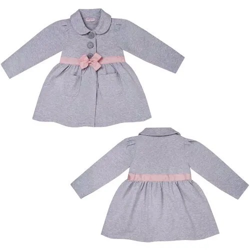 Детский Комплект для девочки Diva Kids: платье и жакет, 3-9 лет, 98-128 см, серый меланж, розовый, футер