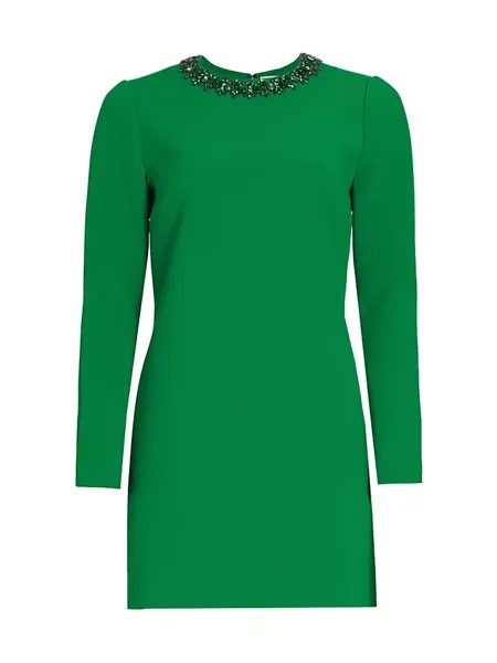 Мини-платье свободного кроя из эластичного крепа с украшением Lily Sachin & Babi, цвет cadmium green