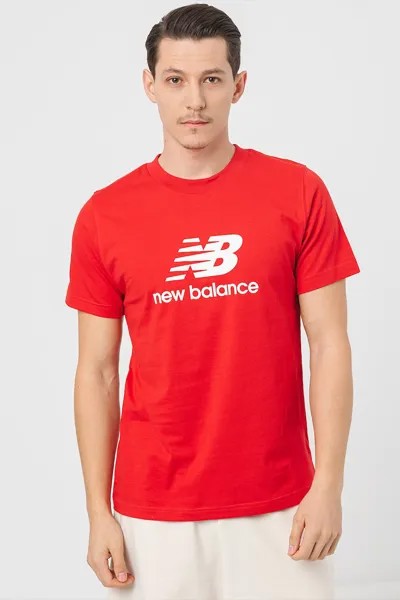 Футболка с овальным вырезом и логотипом New Balance, красный